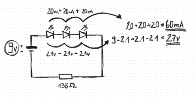 LED Resistor Circuit in Series
