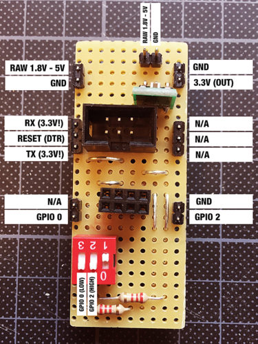 ESP8266 Programming Adapter Circuit Pinout
